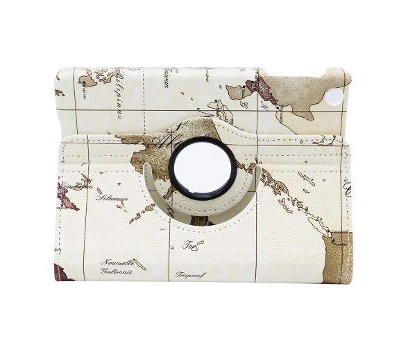 iPM 360 Degree Rotary Stand Leather Case for iPad Mini - Vintage Map White
