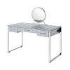 50" Myles Vanity Table Antique White, Chrome Finish - Acme Furniture: Built-in Outlet, USB, Storage - 4 of 4