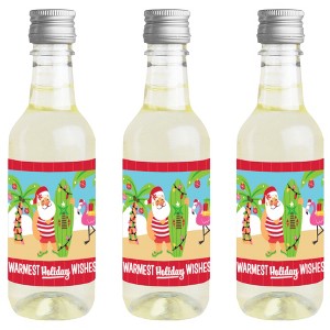 Big Dot of Happiness Tropical Christmas - Mini Wine and Champagne Bottle Label Stickers - Beach Santa Holiday Party Favor Gift - Set of 16 - 1 of 4