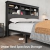 Bed Frame with Bookcase Headboard, 2-Tier Storage Full Platform Bed with Charging Station, No Box Spring Needed Black Mattress Foundation - 4 of 4