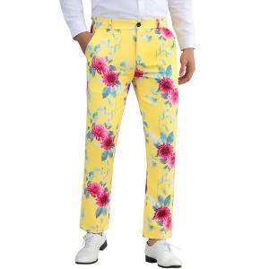 INSPIRE CHIC Men's Floral Pattern Regular Fit Dress Pants - 1 of 4