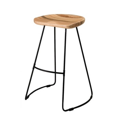 MH London Ember 29" Saddle Seat Solid Wood and Metal Bar Stool