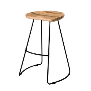 MH London Ember 29" Saddle Seat Solid Wood and Metal Bar Stool - 1 of 4