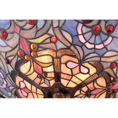 Carroll 16.5'' Vintage Bronze Stained Glass Flush Mount Light