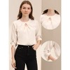 INSPIRE CHIC Women's Work Office Keyhole Pleated Front Ruched 3/4 Sleeve Chiffon Blouse - 2 of 4
