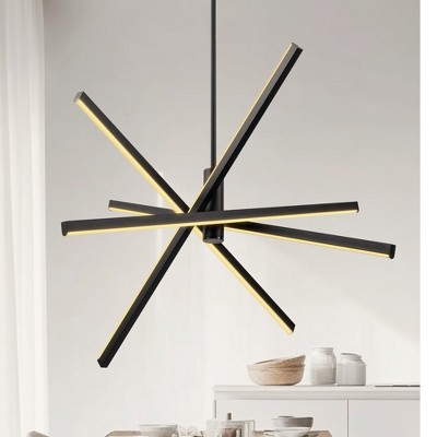 DORESshop Modern LED Chandelier with Dimmable Lights, Matte Black Finish, 3-Color Temperature Adjustable for Kitchen, Dining Room, and Living Room