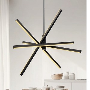 DORESshop Modern LED Chandelier with Dimmable Lights, Matte Black Finish, 3-Color Temperature Adjustable for Kitchen, Dining Room, and Living Room - 1 of 4