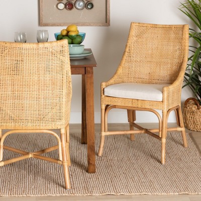 bali & pari Bella Modern Bohemian Natural Brown Rattan Dining Chair