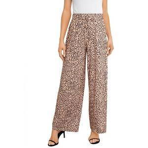 Whizmax Women's Wide Leg Pants Casual Palazzo Summer Flowy Pants Elastic High Waist Lounge Drawstring Long Trousers Black Spots M - 1 of 4