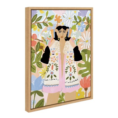 Sylvie Beauty Around Me 18x24 Natural Framed Canvas Wall Art
