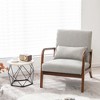 Costway 1PC/2PCS Modern Accent Chair Leisure Armchair with Rubber Wood Frame & Lumbar Pillow Gray/Beige - 2 of 4