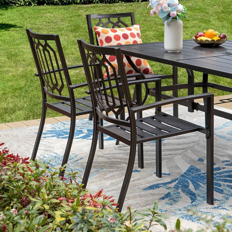 7pc Outdoor Rectangular Table &#38; 6 Chairs with Diamondback Design - Black - Captiva Designs, 3 of 9