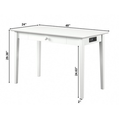 Eco-Friendly White Hardwood Shaker Desk with Charging Drawer