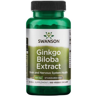 Swanson Herbal Supplements Standardized Ginkgo Biloba Extract 120 mg Veggie Capsule 100ct.