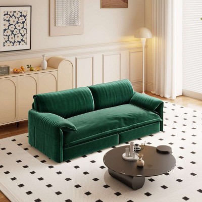 Modern Queen Size Pull-Out Sleeper Sofa Bed with Storage, 3-in-1 Convertible Sleeper Sofa Couch for Small Apartment or Living Room–The Pop Home