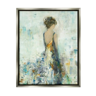 Stupell Industries Abstract Woman Floral Dress Framed Canvas