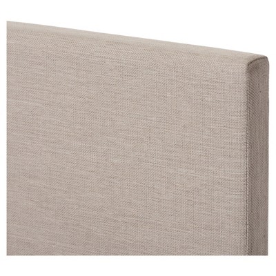 Elizabeth Beige Panel-Stitched Full Platform Bed with Upholstered Headboard
