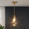 LNC Polarismoon 1-Light 7.8" Modern Teardrop Mini Pendant Lighting, Polished Gold with Ripple Glass - 2 of 4