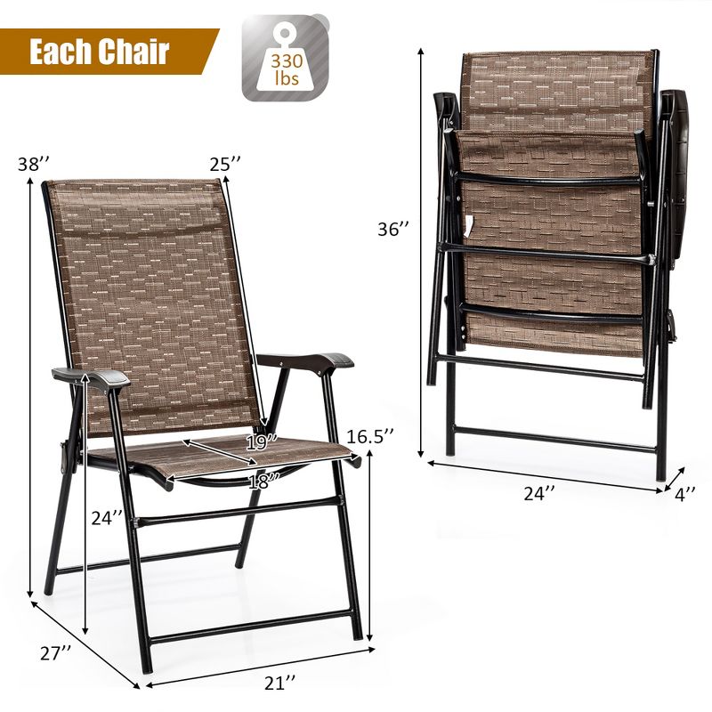 Costway  2PCS Outdoor Patio Folding Chair Camping Portable Lawn Garden W/Armrest, 3 of 11