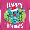 Girls' - Lilo and Stitch - Happy Holidays Christmas Fitted Short Sleeve Graphic T-Shirt - 2 of 4