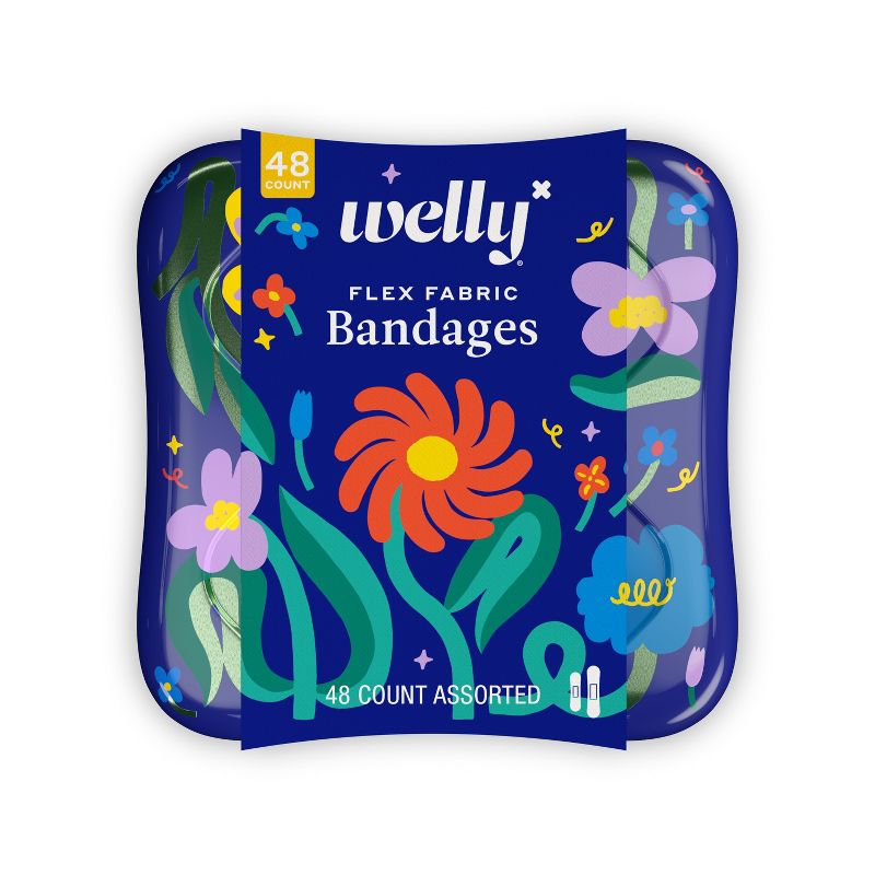 Welly Kid&#39;s Flex Fabric Bandages - Floral - 48ct, 1 of 13