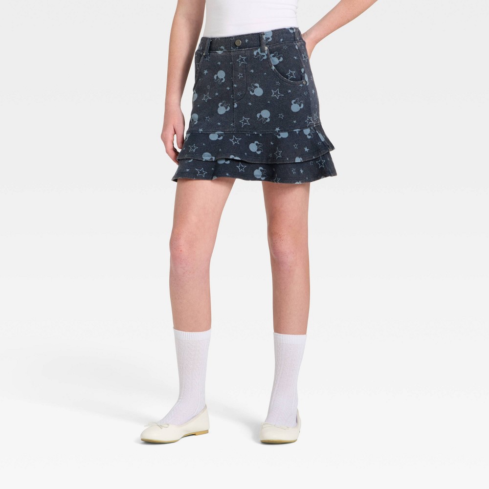 Girls' Disney Minnie Mouse Denim Fleece Skirt - Blue XL