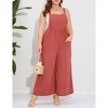 Clearlove Women's Plus Size Loose Jumpsuits One Piece Sleeveless Wide Leg Long Pant Rompers With Pockets - 3 of 4