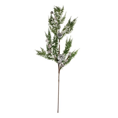 Napco 34'' White and Green Pine Cones Glittered Artificial Christmas Spray