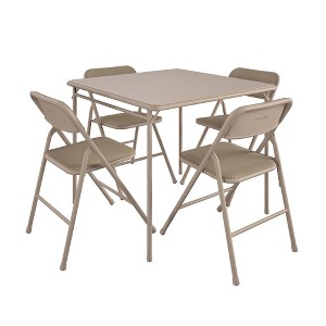 COSCO 5-Piece Folding Fabric Dining Set & 34" Vinyl Card Table - 1 of 4