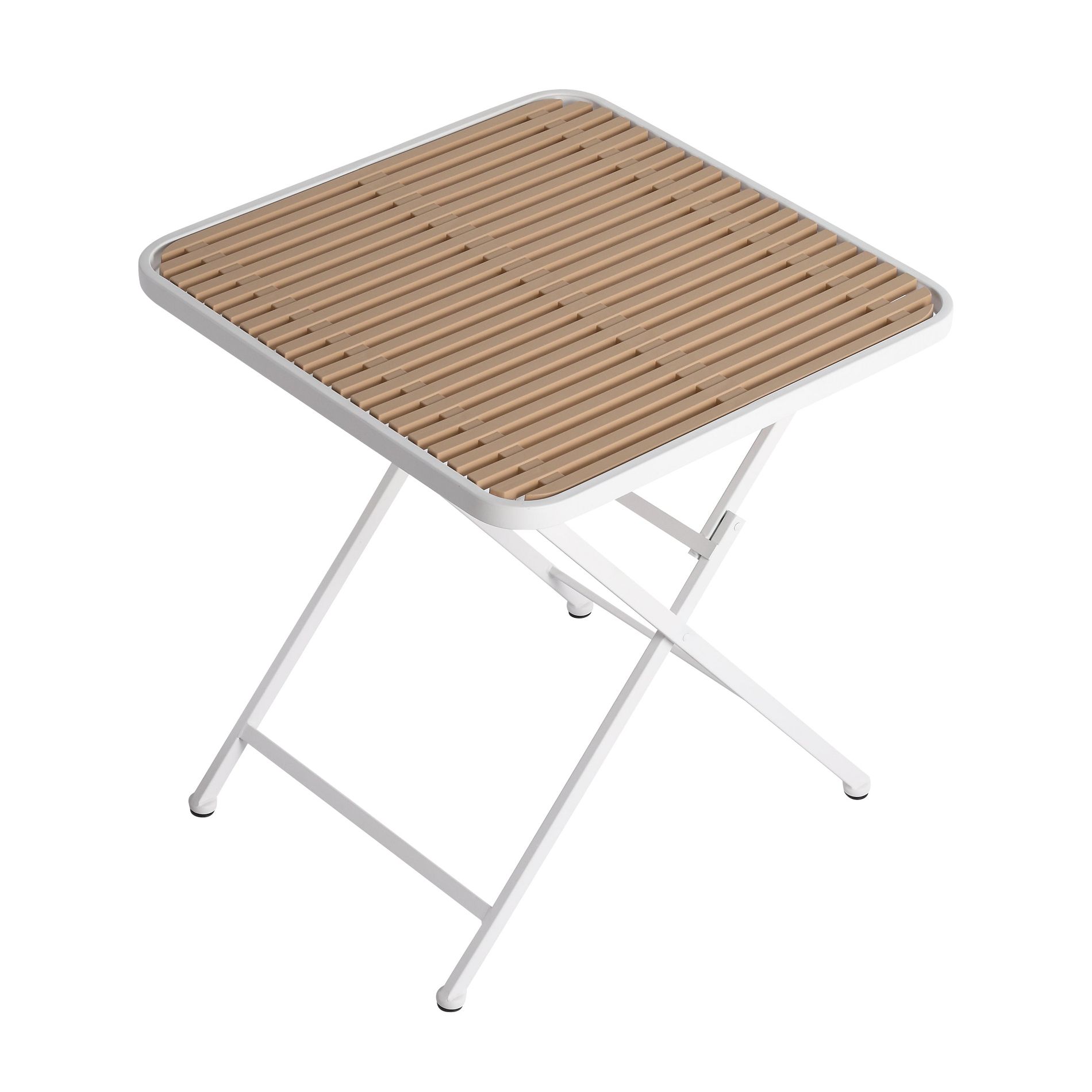 Modern Folding Square Table, Indoor And Outdoor Polypropylene Tabletop with Metal Legs