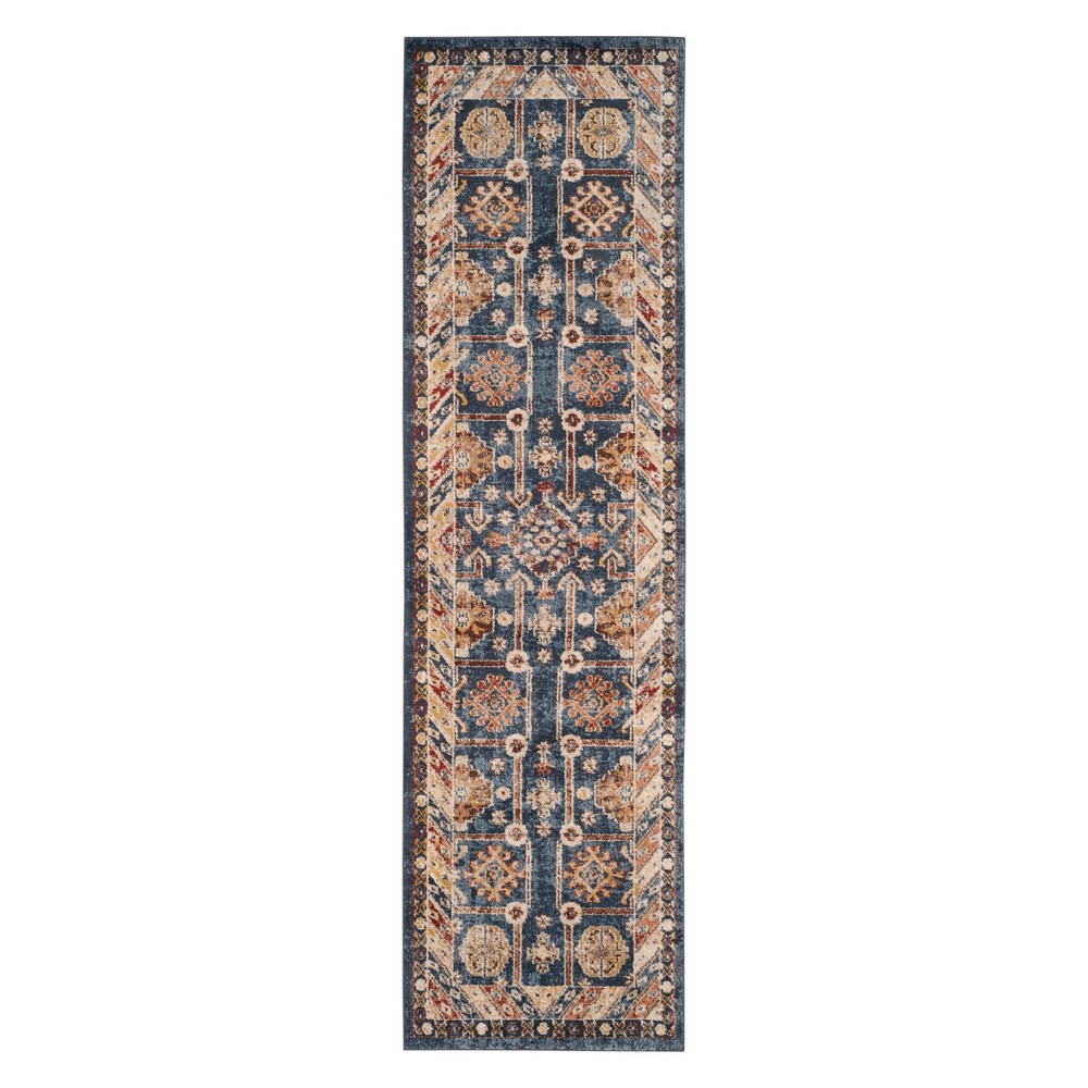 2'3inx6' Medallion Runner Royal/Ivory - Safavieh