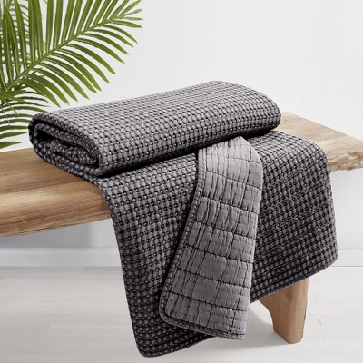 Mills Waffle Charcoal Quilted Throw - Levtex Home