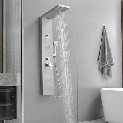 Nickel Chrome 2-Jet Rainfall Shower Panel System with Handheld Wand