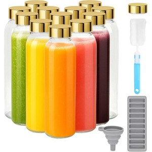 Glass Juice Bottles with Stainless Steel Lids, 18 oz Reusable Leak Proof Jars, Set of 6 - 1 of 4