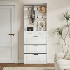 Chery Life White Shoe Cabinet With 3 Doors 2 Drawers With Hanger,Large Space For Storage - 4 of 4