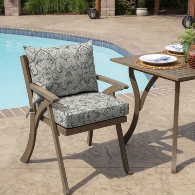 Arden Selections Neutral Damask Outdoor Dining Chair Cushion Set