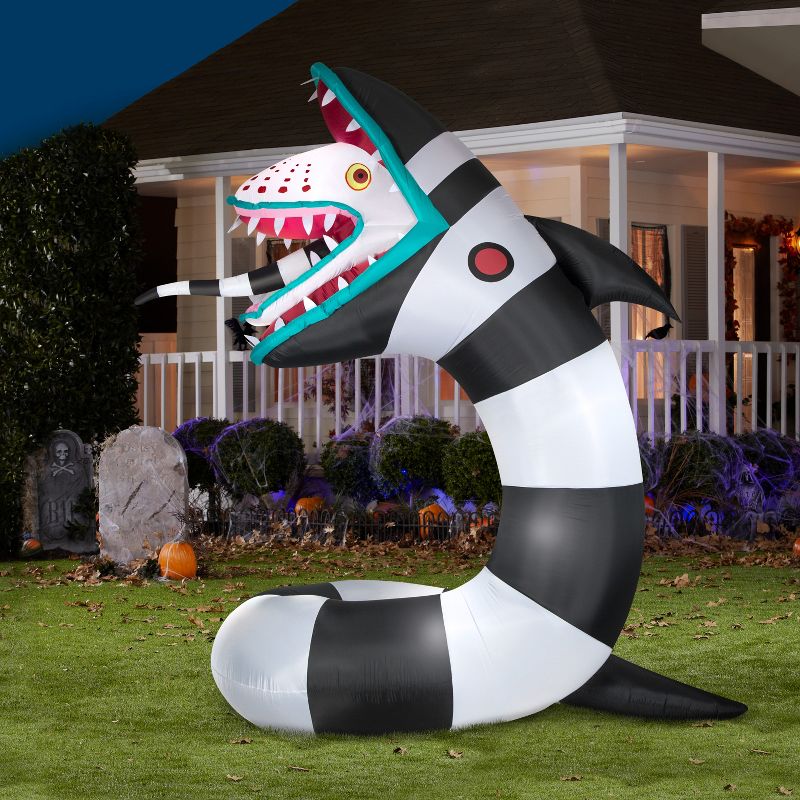 Gemmy Animated Airblown Inflatable Beetlejuice Sandworm w/LEDs Giant WB , 9.5 ft Tall, Multicolored, 2 of 3