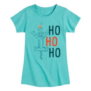 Girls' - Winnie the Pooh - Tigger Christmas Ho Ho Ho Fitted Short Sleeve Graphic T-Shirt - 1 of 4