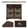 Vynxaria Rustic Storage Cabinet: 4 Rattan Baskets, 2 Drawers, Dust-Free Design for Dining/Entryway/Living Room - 4 of 4