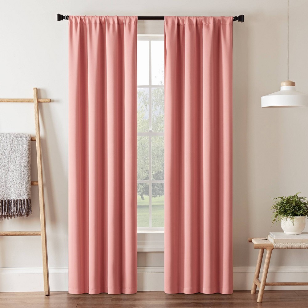 Photos - Curtains & Drapes Eclipse 63"x37" Darrell Thermaweave Blackout Curtain Panel Coral  