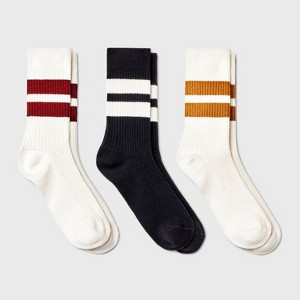 Women's Lightweight Ribbed Striped 3pk Crew Socks - Universal Thread™ 4-10 - 1 of 3
