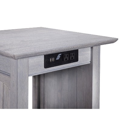 Nantucket 20'' Square Solid Wood End Table with USB Charging Station