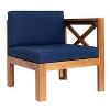 Maliang  Outdoor Backyard Patio Wood 5-Piece Sectional Sofa Seating Group Set with Cushions, Natural Finish+ Cushions - 3 of 4