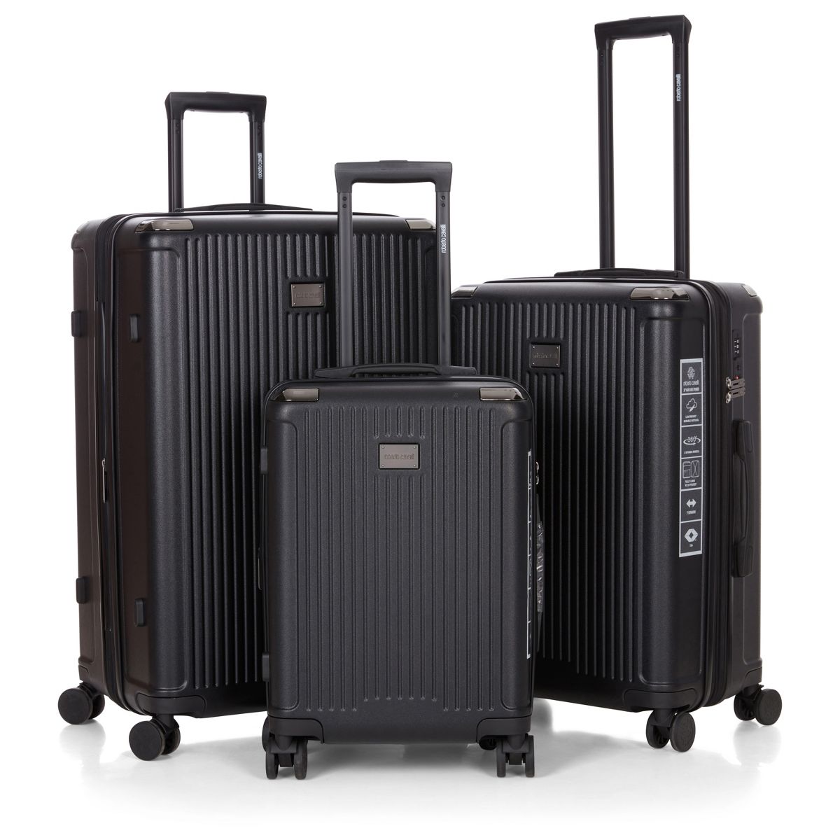 ROBERTO CAVALLI YUMA Luxury 3 Piece Luggage Set, Expandable Hard Shell Suitcases with 8 Spinner Wheels, Combination Lock Large Suitcase Set
