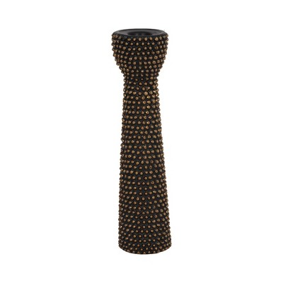 16" Black and Gold Ceramic Spiked Candle Holder