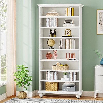 Hommoo 69-Inch Tall 9-Tier Bookcase with LED Lighting White