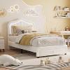 Upholstered Bed Frame with Storage Drawer and Led Headboard, Twin Size Platform Bed Frames for Kids, No Box Spring Needed, Easy Assembly - 3 of 4