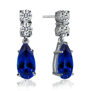 Guili Sterling Silver White Gold Plated Teardrop Earrings with Colored Cubic Zirconia – A Chic and Elegant Accent for a Timeless, Sophisticated Look - 1 of 4
