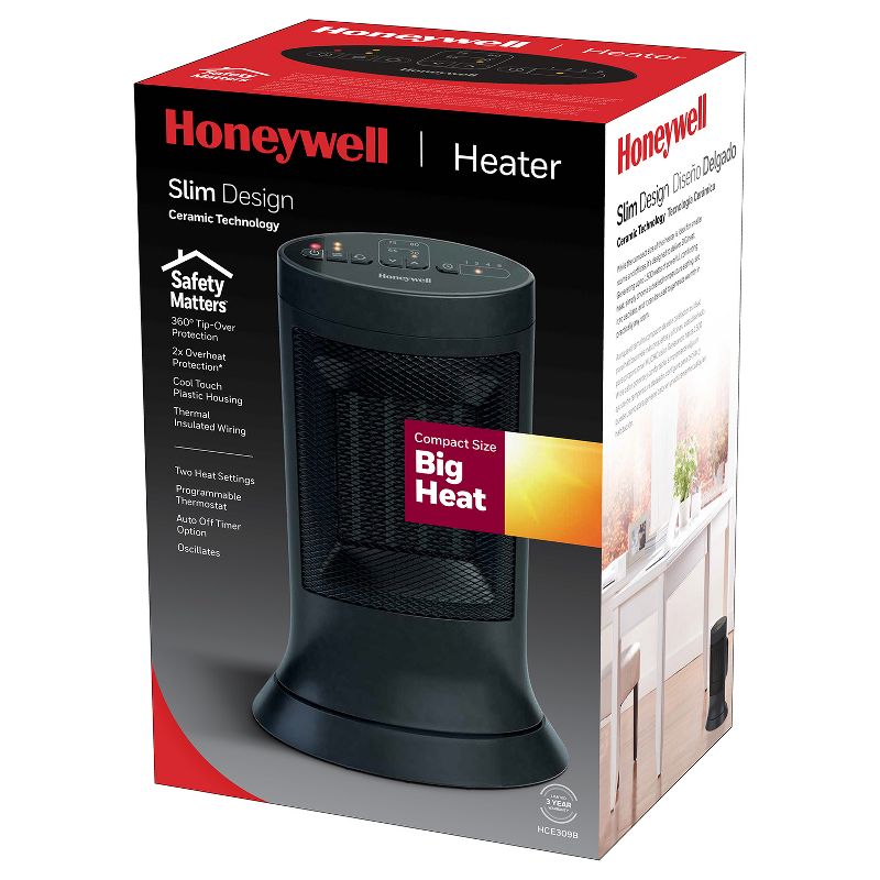 Honeywell Digital Ceramic Compact Tower Heater Black, 5 of 9