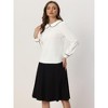 INSPIRE CHIC Women's Button Decor Contrast Trim Peter Pan Collar Office Work Top - 4 of 4